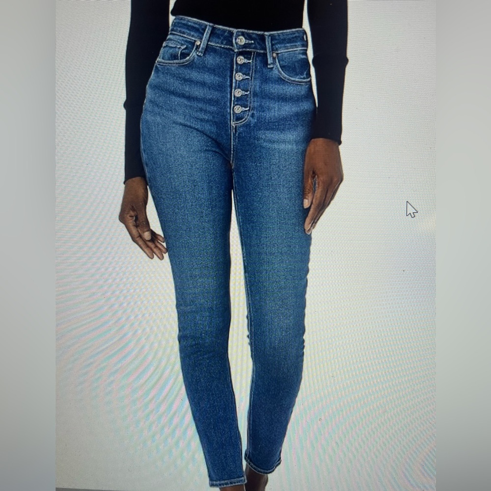 PAIGE high rise button closure skinny jeans in medium wash
